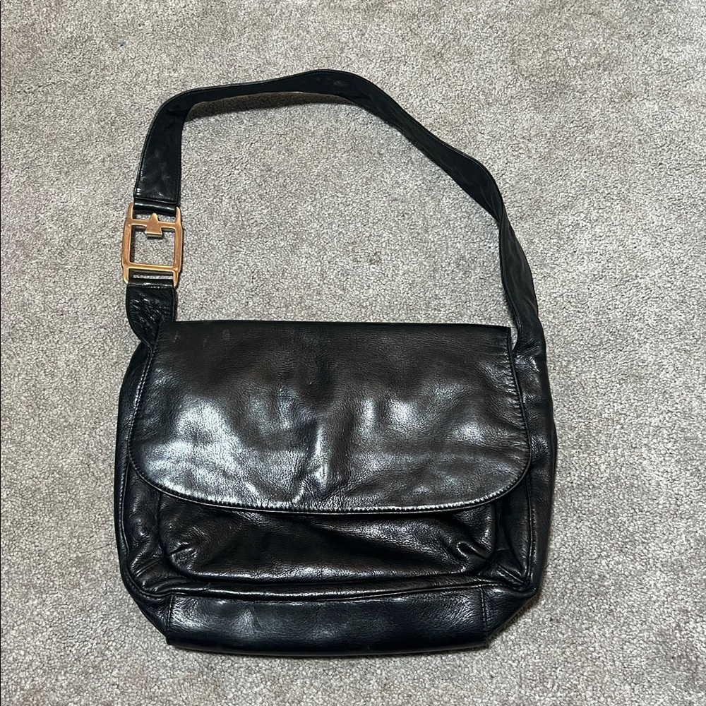 Vintage Americana by Sharif Black Leather Shoulder Bag